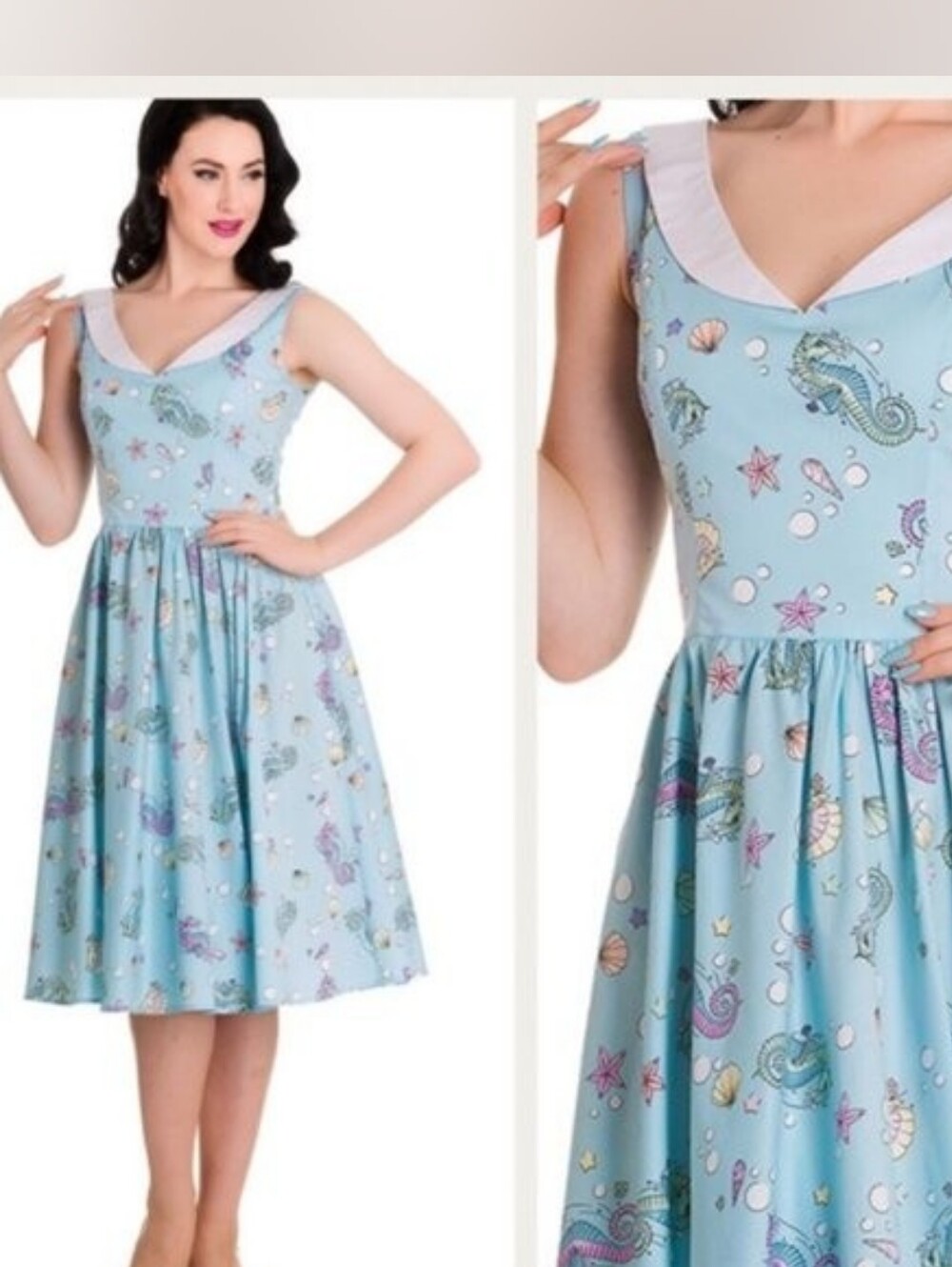 Hell Bunny Sea Sparkle Retro Dress